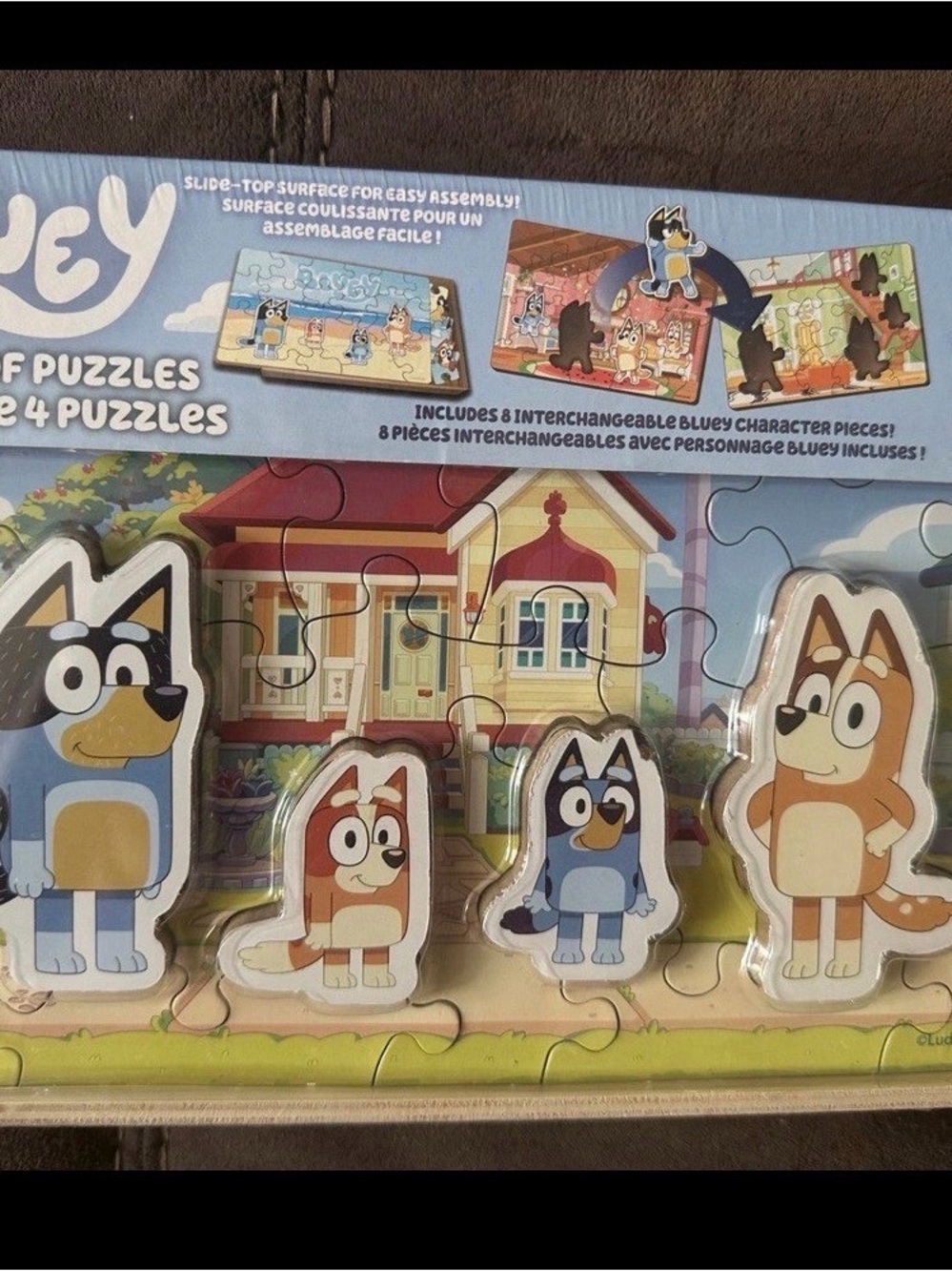 Bluey Wooden Character Puzzle Set - Blue, Tan, White
